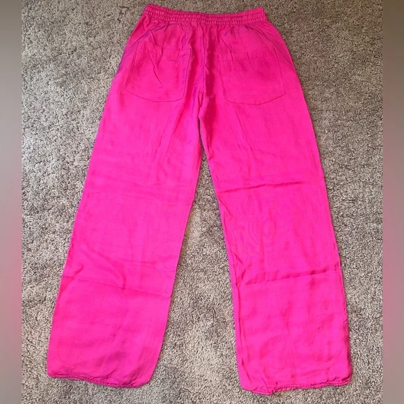Zara Vibrant Pink Satin/Linen Like Pants Woman’s Size Small - Picture 6 of 6